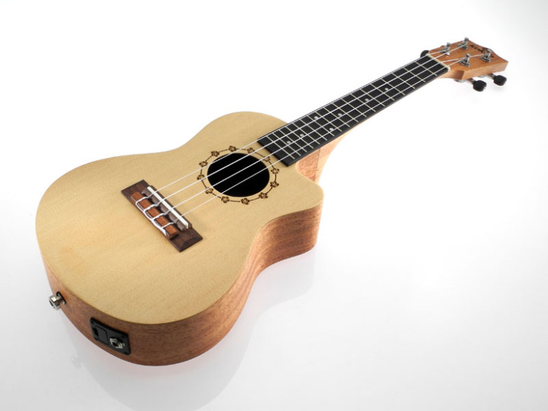 Ukulele koncertowe świerkowo-mahoniowe elektroakustyczne